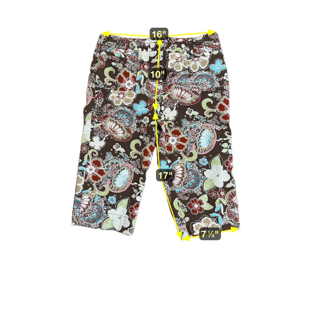 Ann Taylor LOFT Marisa Floral Capri Pants Size 8 Boho‎ Chic Paisley Earth Tones - Picture 5 of 5